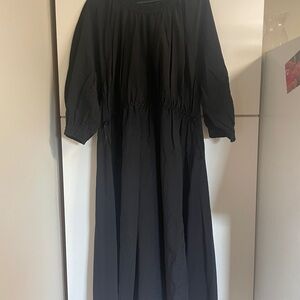 COS Black Off Shoulder Dress with Cinching Drawstring Waist